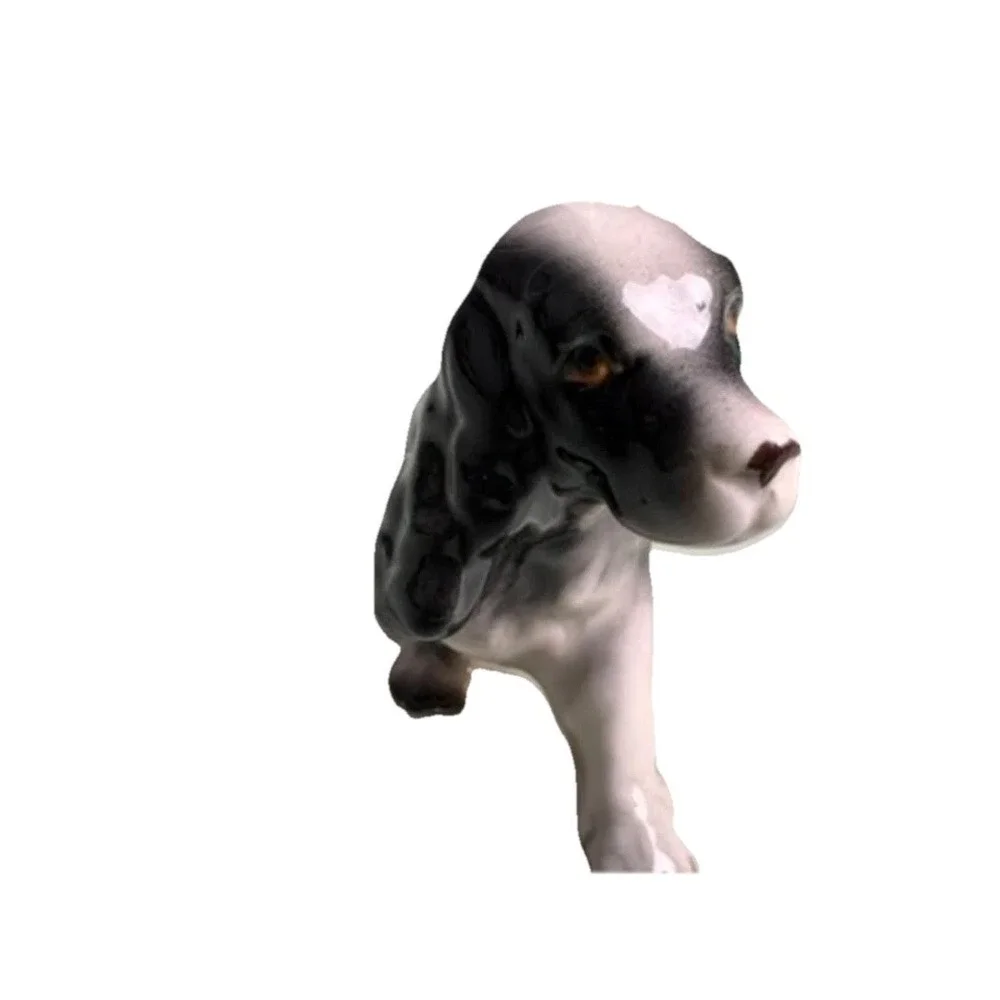 Vintage Black and White Porcelain Irish Setter Cocker‎ Spaniel Dog Mini Figurine